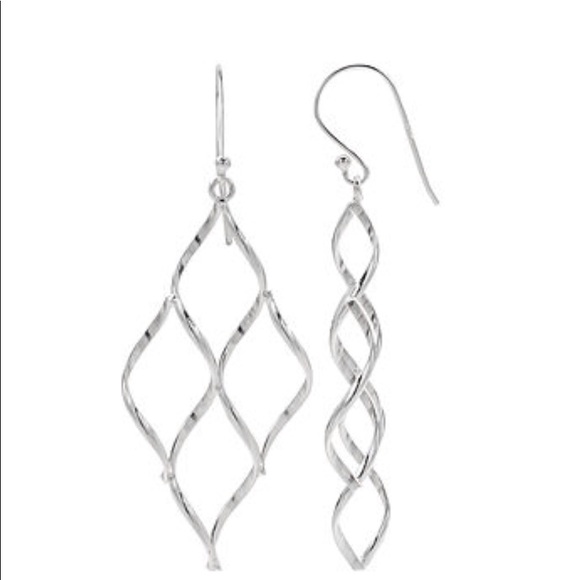 (925) Spiraling Diamond Shaped Earrings - Picture 6 of 6